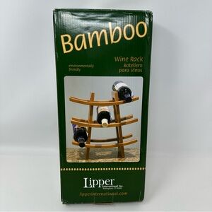 Lipper NIB Bamboo 9 Bottle Wine Rack Neutral Natural